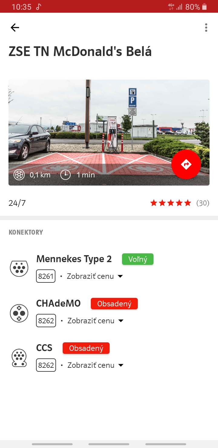 Nabíjačka v aplikácii Nabíjačka v aplikácii